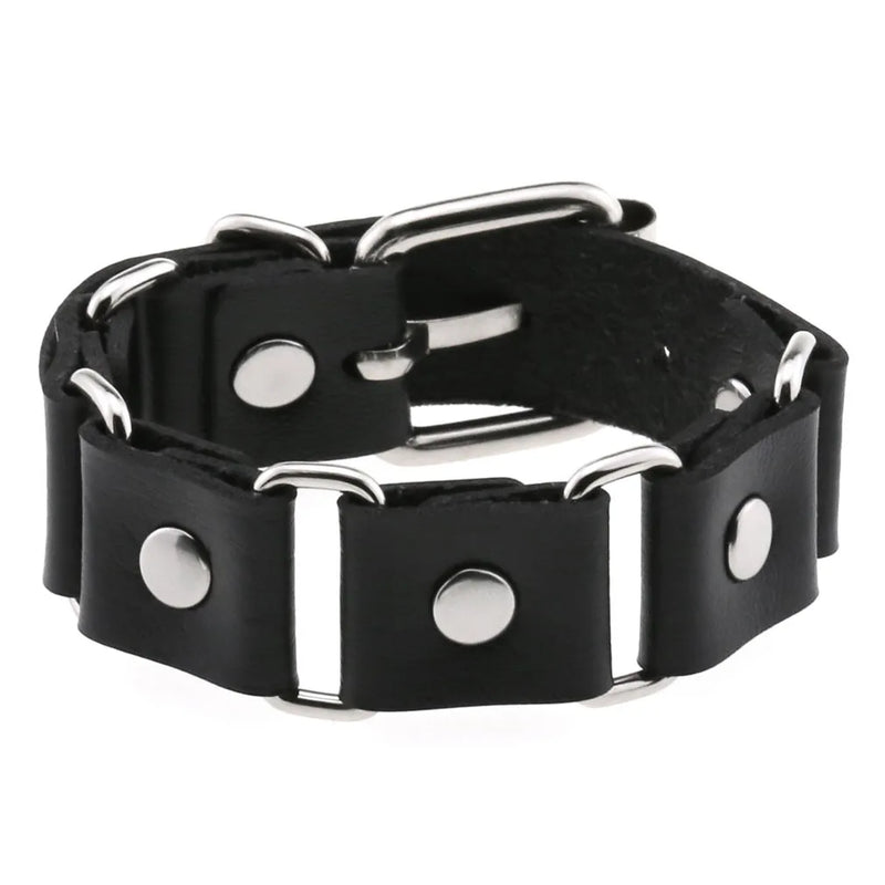 Punk PU Leather Chain Bracelet Gothic Cuff Bangle