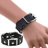Punk PU Leather Chain Bracelet Gothic Cuff Bangle