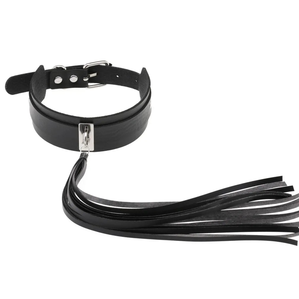 Punk Gothic Leather Tassel Choker Necklace Vintage Statement