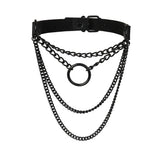 Gothic Rivet Leather Necklace Cat Head Pendant Choker