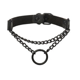 Gothic Rivet Leather Necklace Cat Head Pendant Choker