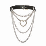 Gothic Rivet Leather Necklace Cat Head Pendant Choker