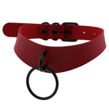 Red PU Leather Clavicle Chain Collar Necklace Harajuku Gothic Choker