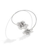 Punk Rhinestone Flower Cuff Bangles Geometric Charm Chain Bracelets