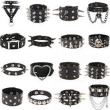 Vintage Gothic Rivet Wrap Bracelet Harajuku PU Leather Heart Chain Bangle