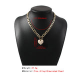 Vintage Heart Pendant Necklace Chunky Choker for Women