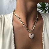 Vintage Heart Pendant Necklace Chunky Choker for Women