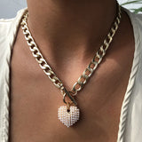 Vintage Heart Pendant Necklace Chunky Choker for Women