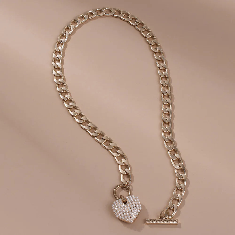Vintage Heart Pendant Necklace Chunky Choker for Women