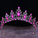 Multicolor Pink Crystal Crown Hair Accessories Tiara For Women Girls