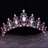 Multicolor Pink Crystal Crown Hair Accessories Tiara For Women Girls