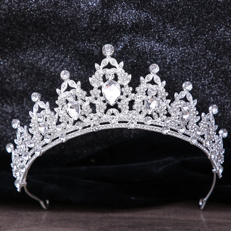 Multicolor Pink Crystal Crown Hair Accessories Tiara For Women Girls