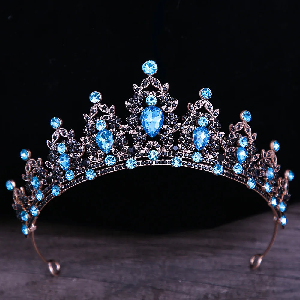 Multicolor Pink Crystal Crown Hair Accessories Tiara For Women Girls