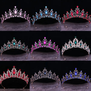 Multicolor Pink Crystal Crown Hair Accessories Tiara For Women Girls