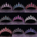 Multicolor Pink Crystal Crown Hair Accessories Tiara For Women Girls