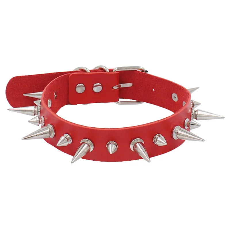 Rock Goth Cosplay Spike Necklace PU Leather Choker for Women Men