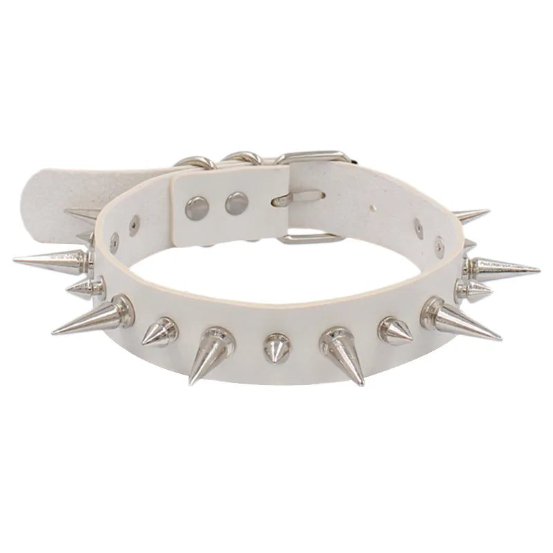 Rock Goth Cosplay Spike Necklace PU Leather Choker for Women Men