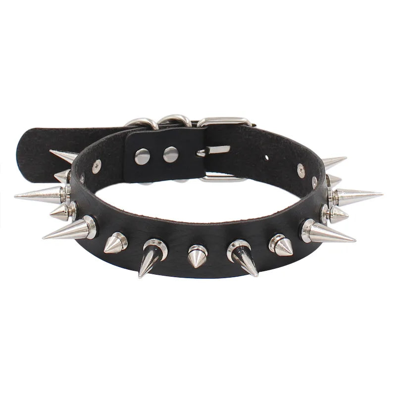 Rock Goth Cosplay Spike Necklace PU Leather Choker for Women Men