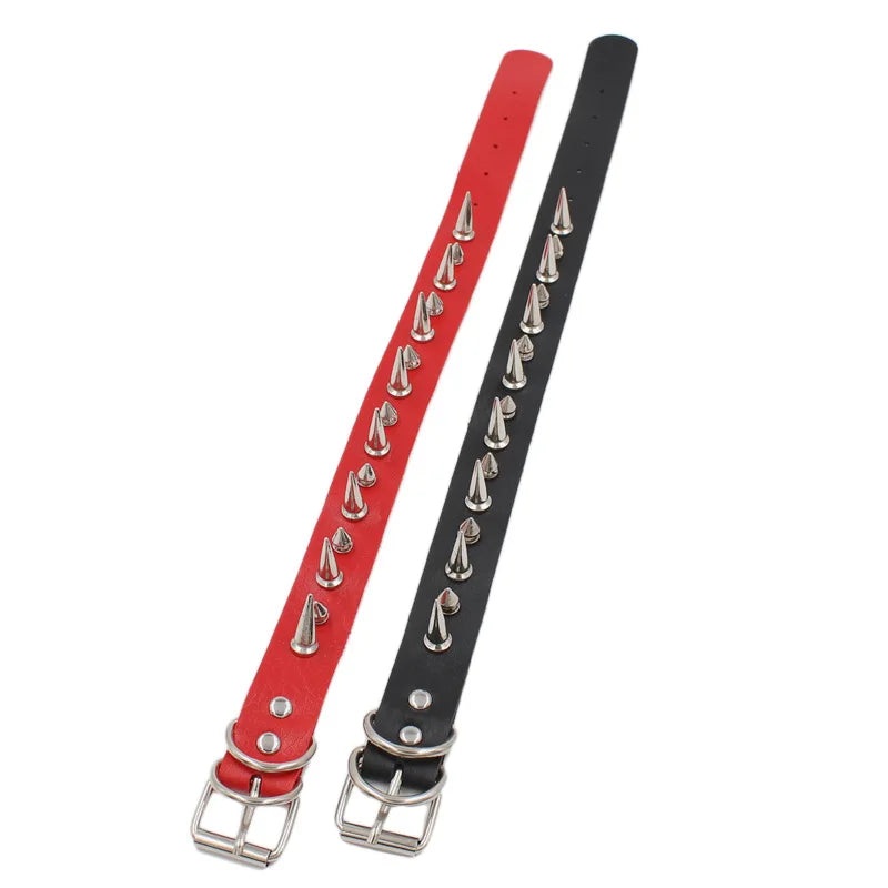 Rock Goth Cosplay Spike Necklace PU Leather Choker for Women Men
