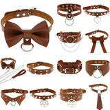 Sexy Light Brown PU Leather Heart Choker Necklace