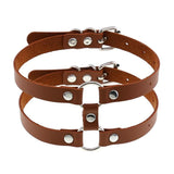 Sexy Light Brown PU Leather Heart Choker Necklace