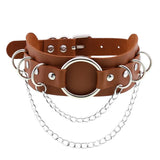 Sexy Light Brown PU Leather Heart Choker Necklace