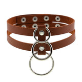 Sexy Light Brown PU Leather Heart Choker Necklace