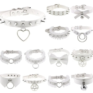 Sexy Punk PU Leather Choker Statement Necklace Gothic Lace Pendant