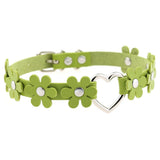 Beach Goth Green PU Leather Choker Collar Necklace