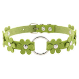 Beach Goth Green PU Leather Choker Collar Necklace
