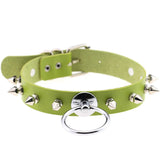 Beach Goth Green PU Leather Choker Collar Necklace