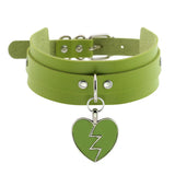 Beach Goth Green PU Leather Choker Collar Necklace
