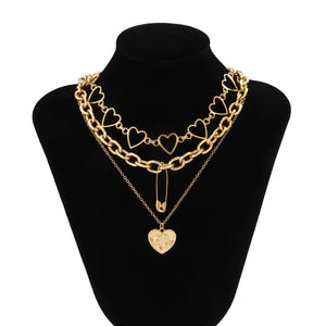 Vintage Heart Choker Necklace Silver Chain Pendant Jewelry