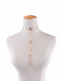 Vintage Boho Beach Silver Body Chain Jewelry Flower Sexy Bikini Necklace