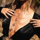 Vintage Boho Beach Silver Body Chain Jewelry Flower Sexy Bikini Necklace