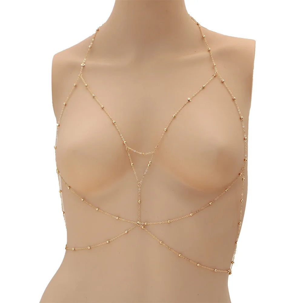 Vintage Boho Silver Body Chain Necklace Women