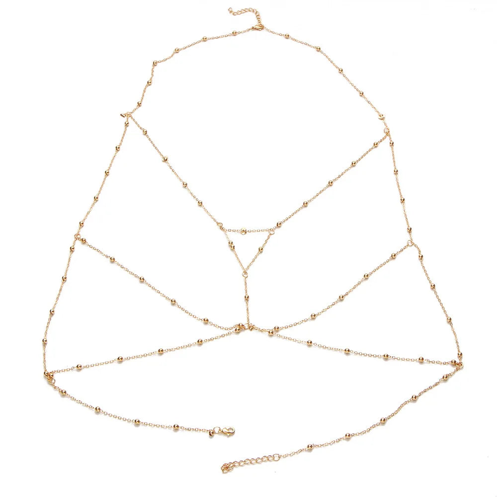 Vintage Boho Silver Body Chain Necklace Women