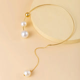 Vintage Pearl Tassel Torques Metal Choker Chain Necklace