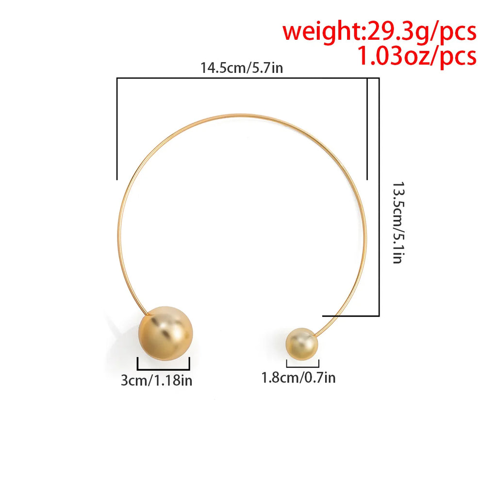 Vintage Silver CCB Ball Torques Women Choker Statement Necklace