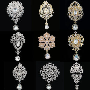 Vintage Silver Crystal Brooch Wedding Bridal Bouquet