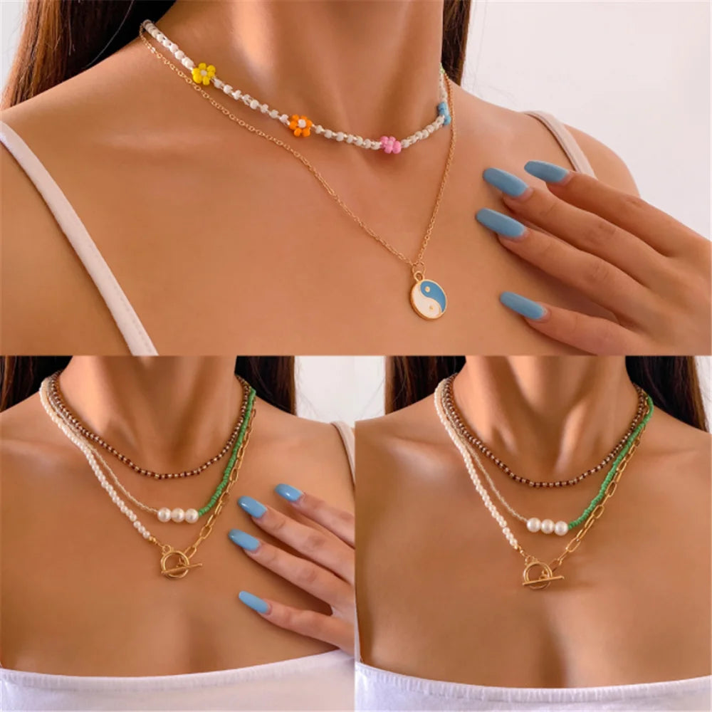 Vintage Pearl Choker Necklace Small Mushroom Design