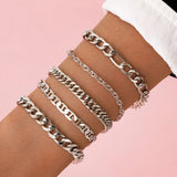 Vintage Multilayer Silver Heart Beads Bracelet Bangle Sets For Women Men