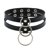 Vintage PU Leather Chain Pendant Necklace Punk Gothic Choker