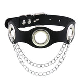 Vintage PU Leather Chain Pendant Necklace Punk Gothic Choker