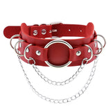 Punk Red PU Leather Choker Necklace Harajuku Gothic Bowknot Heart Tassel