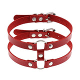 Punk Red PU Leather Choker Necklace Harajuku Gothic Bowknot Heart Tassel