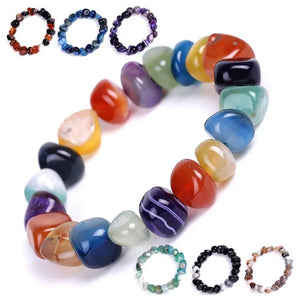 7 Chakra Bracelet Yoga Ethnic Multicolor Stone Beads Strand Men Women Bangle