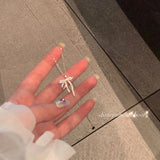 925 Silver Bowknot Pendant Zircon Necklace for Women