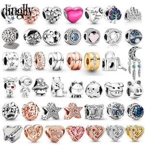 10pcs Heart Star Beads Silver Animal Moon Dream Catcher Charm