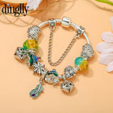 Peacock Feather and Bells Charm Bracelet DIY Christmas Tree Bead Bracelet